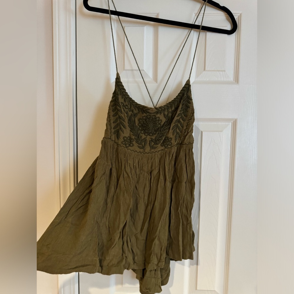 Free people olive spaghetti strap shirt